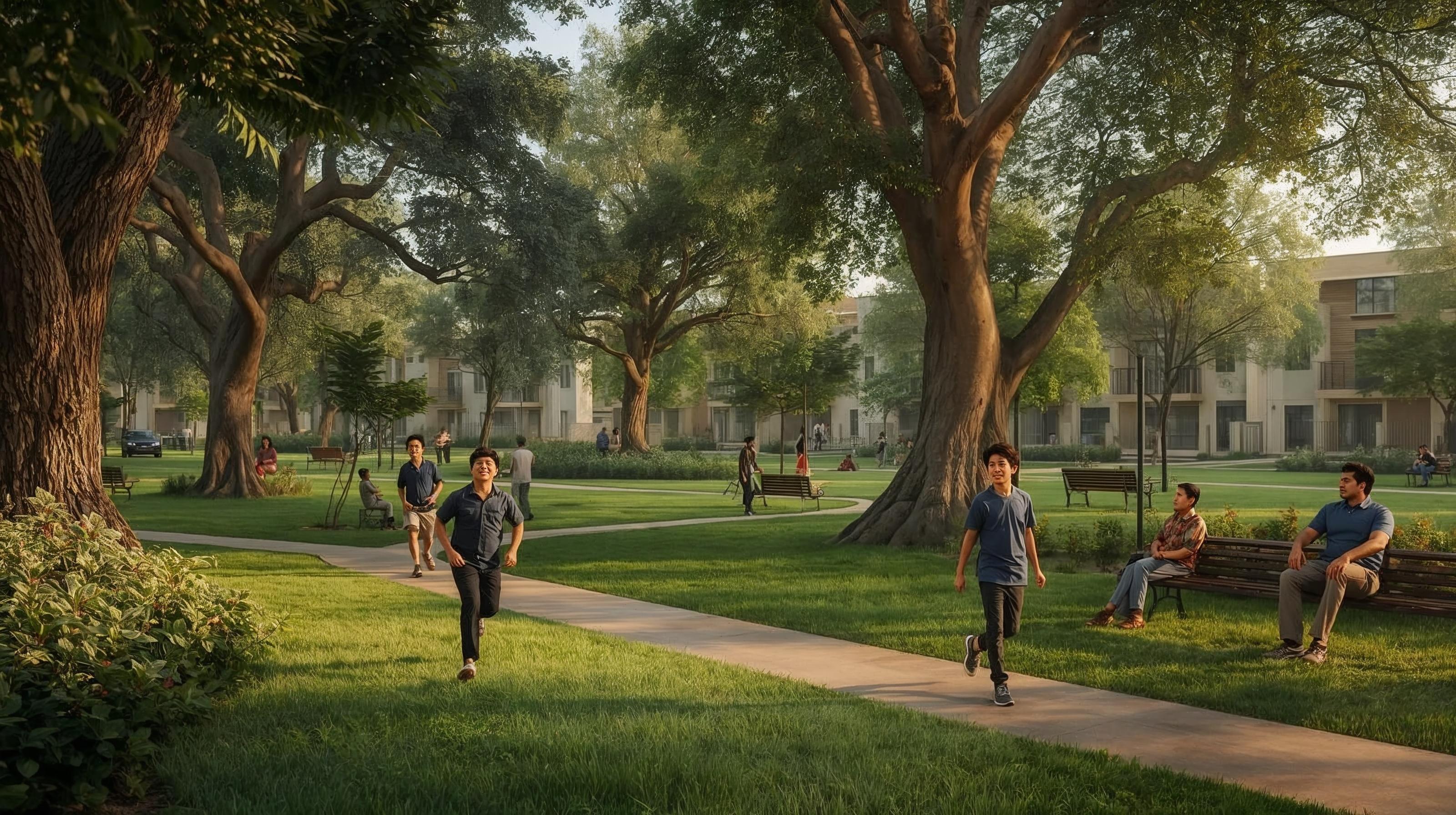 Landscaped green park